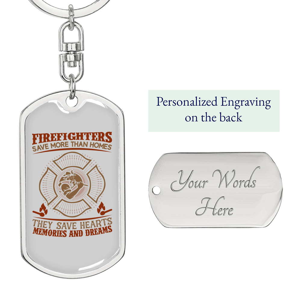 Save More Than Homes Keychain Stainless Steel or 18k Gold Dog Tag Keyring-Express Your Love Gifts