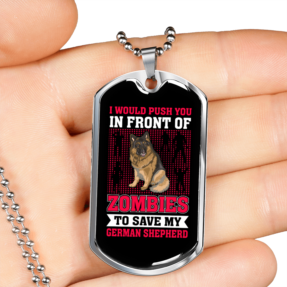 Save My German Shepherd Necklace Stainless Steel or 18k Gold Dog Tag 24" Chain-Express Your Love Gifts