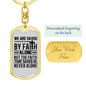 Saved By Faith Alone Keychain Stainless Steel or 18k Gold Dog Tag Keyring-Express Your Love Gifts