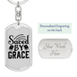 Saved By Grace Keychain Stainless Steel or 18k Gold Dog Tag Keyring-Express Your Love Gifts
