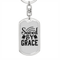 Saved By Grace Keychain Stainless Steel or 18k Gold Dog Tag Keyring-Express Your Love Gifts