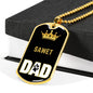 Sawet Cat Dad Necklace Stainless Steel or 18k Gold Dog Tag 24" Chain-Express Your Love Gifts
