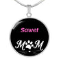 Sawet Cat Mom Necklace Circle Pendant Stainless Steel or 18k Gold 18-22"-Express Your Love Gifts