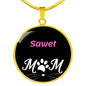 Sawet Cat Mom Necklace Circle Pendant Stainless Steel or 18k Gold 18-22"-Express Your Love Gifts