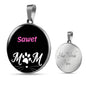 Sawet Cat Mom Necklace Circle Pendant Stainless Steel or 18k Gold 18-22"-Express Your Love Gifts