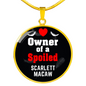 Scarlett Macaw Bird Owner Necklace Circle Pendant Stainless Steel or 18k Gold 18-22"-Express Your Love Gifts