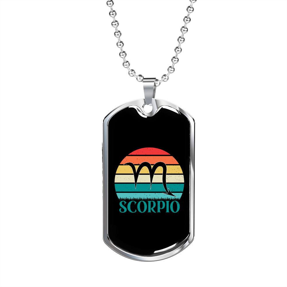 Scorpio Colors Zodiac Necklace Stainless Steel or 18k Gold Dog Tag 24" Chain-Express Your Love Gifts