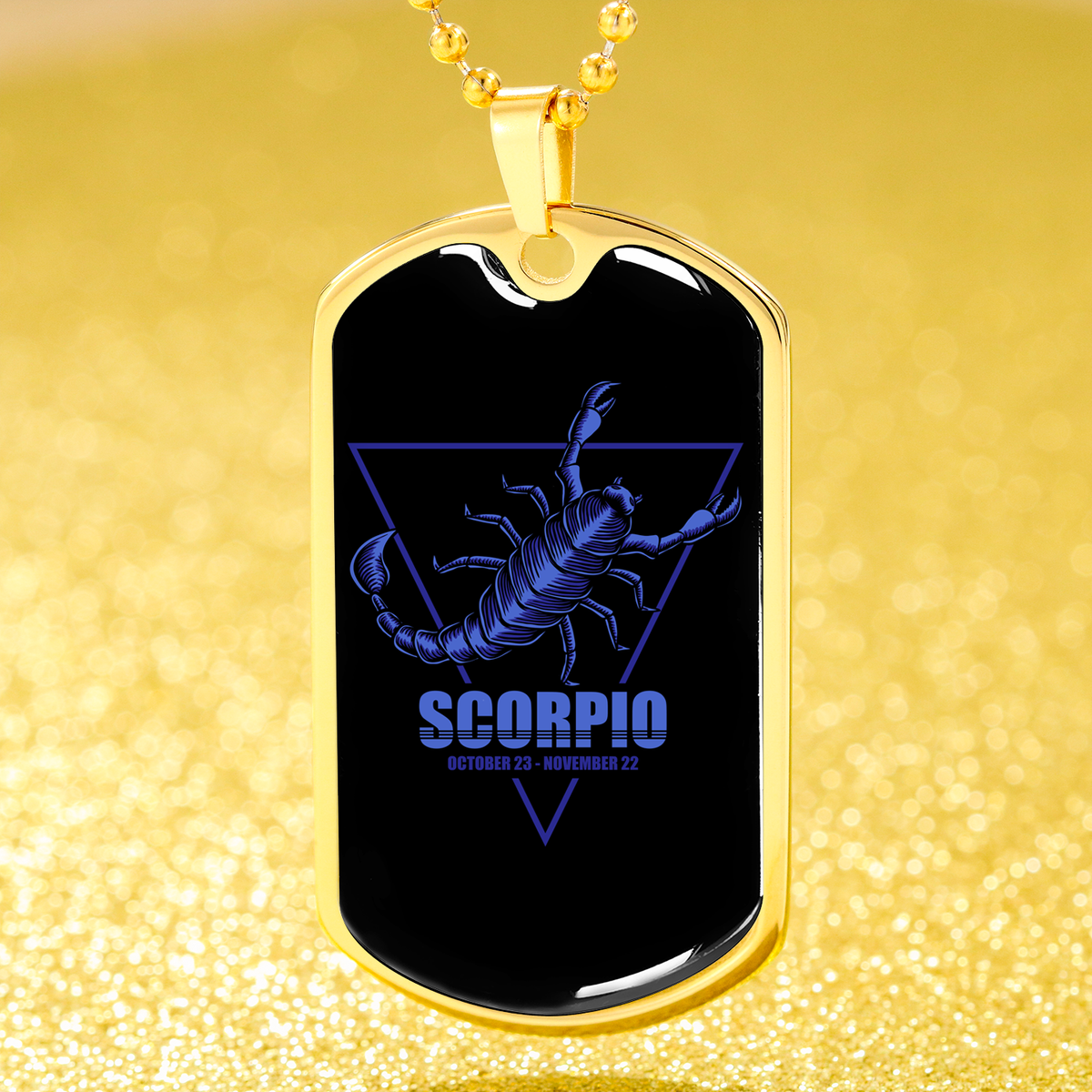 Scorpio Dog Tag Astrology Zodiac Sign Stainless Steel or 18k Gold 24" Chain-Express Your Love Gifts