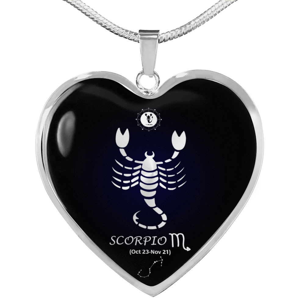 Scorpio Horoscope Zodiac Necklace Stainless Steel or 18k Gold Heart 18-22"-Express Your Love Gifts