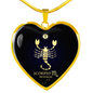 Scorpio Horoscope Zodiac Necklace Stainless Steel or 18k Gold Heart 18-22"-Express Your Love Gifts