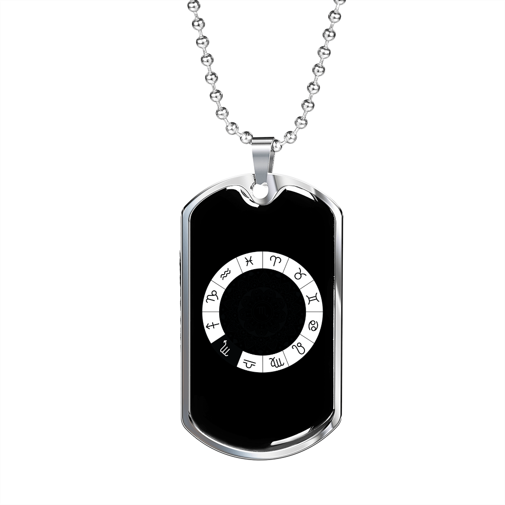 Scorpio Sign Zodiac Stainless Steel or 18k Gold Dog Tag 24" Chain-Express Your Love Gifts