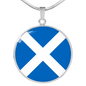 Scotland Flag Necklace Circle Pendant Stainless Steel or 18k Gold 18-22"-Express Your Love Gifts