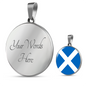 Scotland Flag Necklace Circle Pendant Stainless Steel or 18k Gold 18-22"-Express Your Love Gifts
