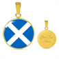 Scotland Flag Necklace Circle Pendant Stainless Steel or 18k Gold 18-22"-Express Your Love Gifts