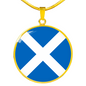 Scotland Flag Necklace Circle Pendant Stainless Steel or 18k Gold 18-22"-Express Your Love Gifts