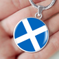 Scotland Flag Necklace Circle Pendant Stainless Steel or 18k Gold 18-22"-Express Your Love Gifts