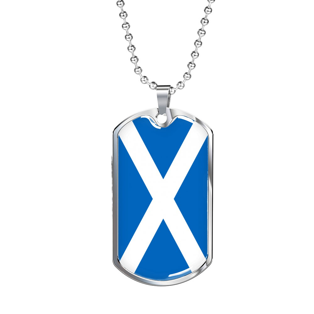 Scotland Flag Necklace Stainless Steel or 18k Gold Dog Tag 24" Chain-Express Your Love Gifts