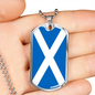 Scotland Flag Necklace Stainless Steel or 18k Gold Dog Tag 24" Chain-Express Your Love Gifts