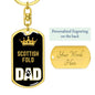 Scottish Fold Cat Dad King Keychain Stainless Steel or 18k Gold-Express Your Love Gifts