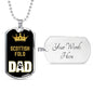 Scottish Fold Cat Dad Necklace Stainless Steel or 18k Gold Dog Tag 24" Chain-Express Your Love Gifts