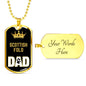 Scottish Fold Cat Dad Necklace Stainless Steel or 18k Gold Dog Tag 24" Chain-Express Your Love Gifts