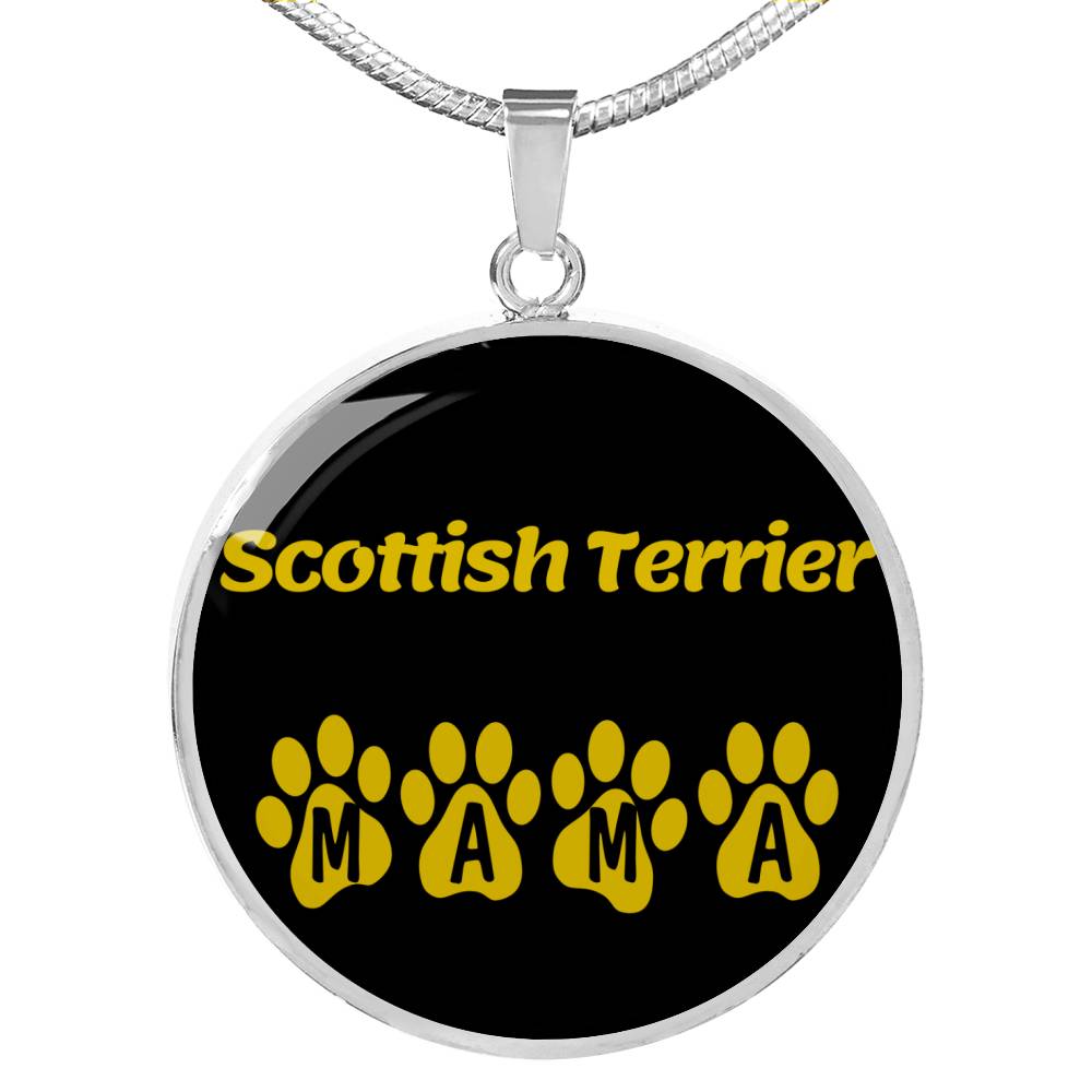 Scottish Terrier Mama Circle Necklace Stainless Steel or 18k Gold 18-22" Dog Owner Lover-Express Your Love Gifts