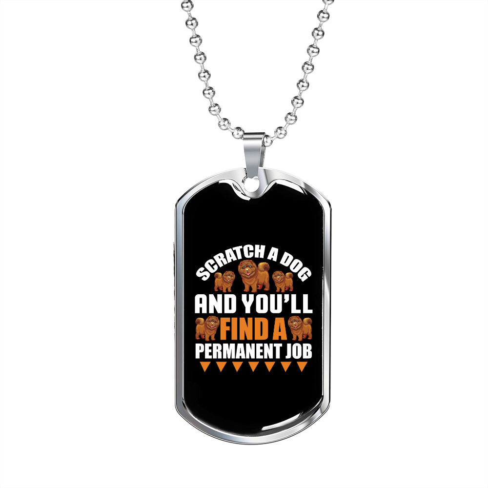 Scratch a Dog Permanent Job Orange Necklace Stainless Steel or 18k Gold Dog Tag 24" Chain-Express Your Love Gifts