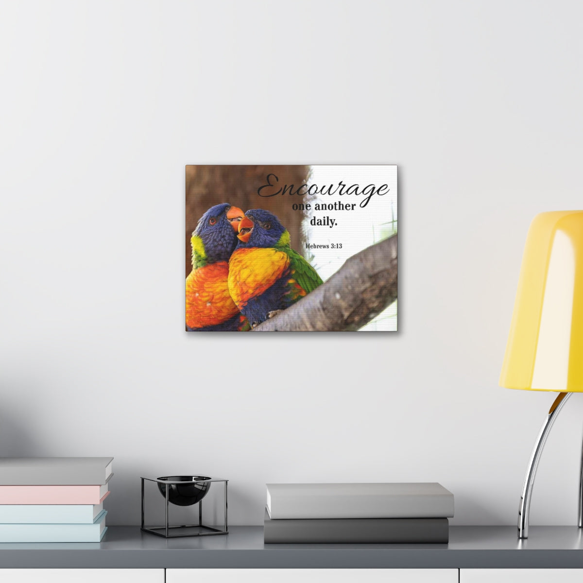 Scriptura Walls Encourage One Another Daily Hebrews 3:13 Parrots Christian Wall Art Bible Verse Print Ready to Hang Unframed-Express Your Love Gifts