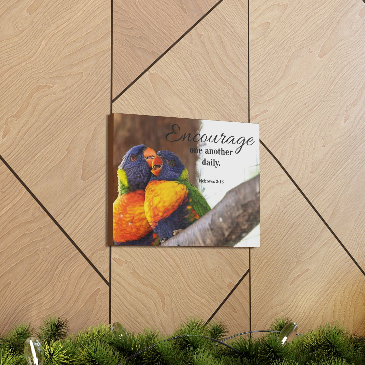 Scriptura Walls Encourage One Another Daily Hebrews 3:13 Parrots Christian Wall Art Bible Verse Print Ready to Hang Unframed-Express Your Love Gifts