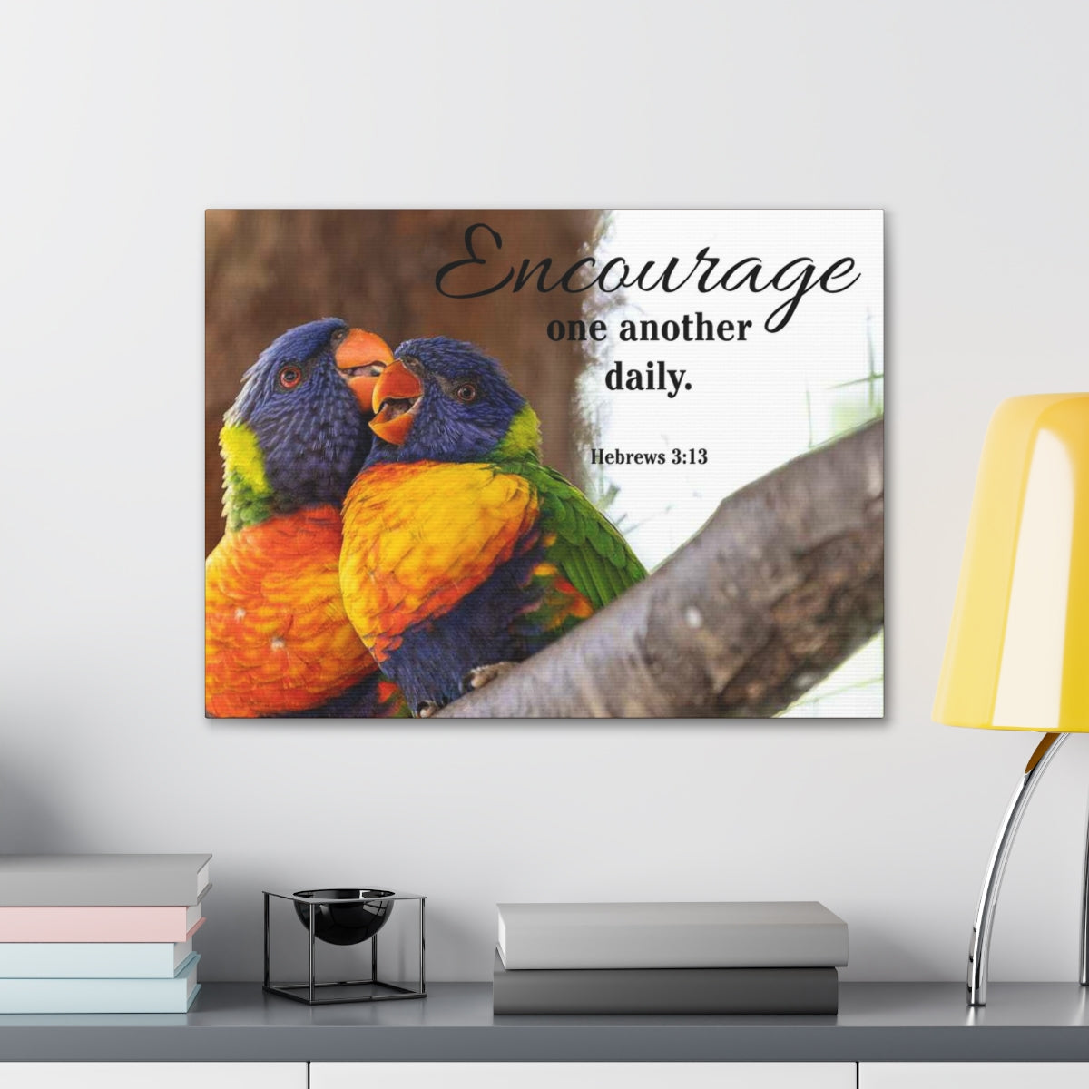 Scriptura Walls Encourage One Another Daily Hebrews 3:13 Parrots Christian Wall Art Bible Verse Print Ready to Hang Unframed-Express Your Love Gifts