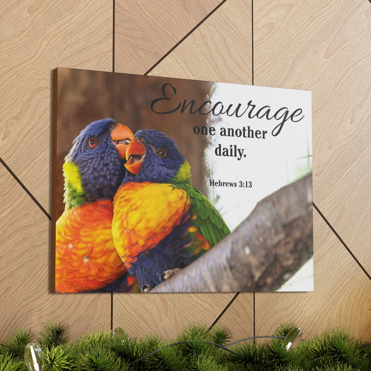 Scriptura Walls Encourage One Another Daily Hebrews 3:13 Parrots Christian Wall Art Bible Verse Print Ready to Hang Unframed-Express Your Love Gifts