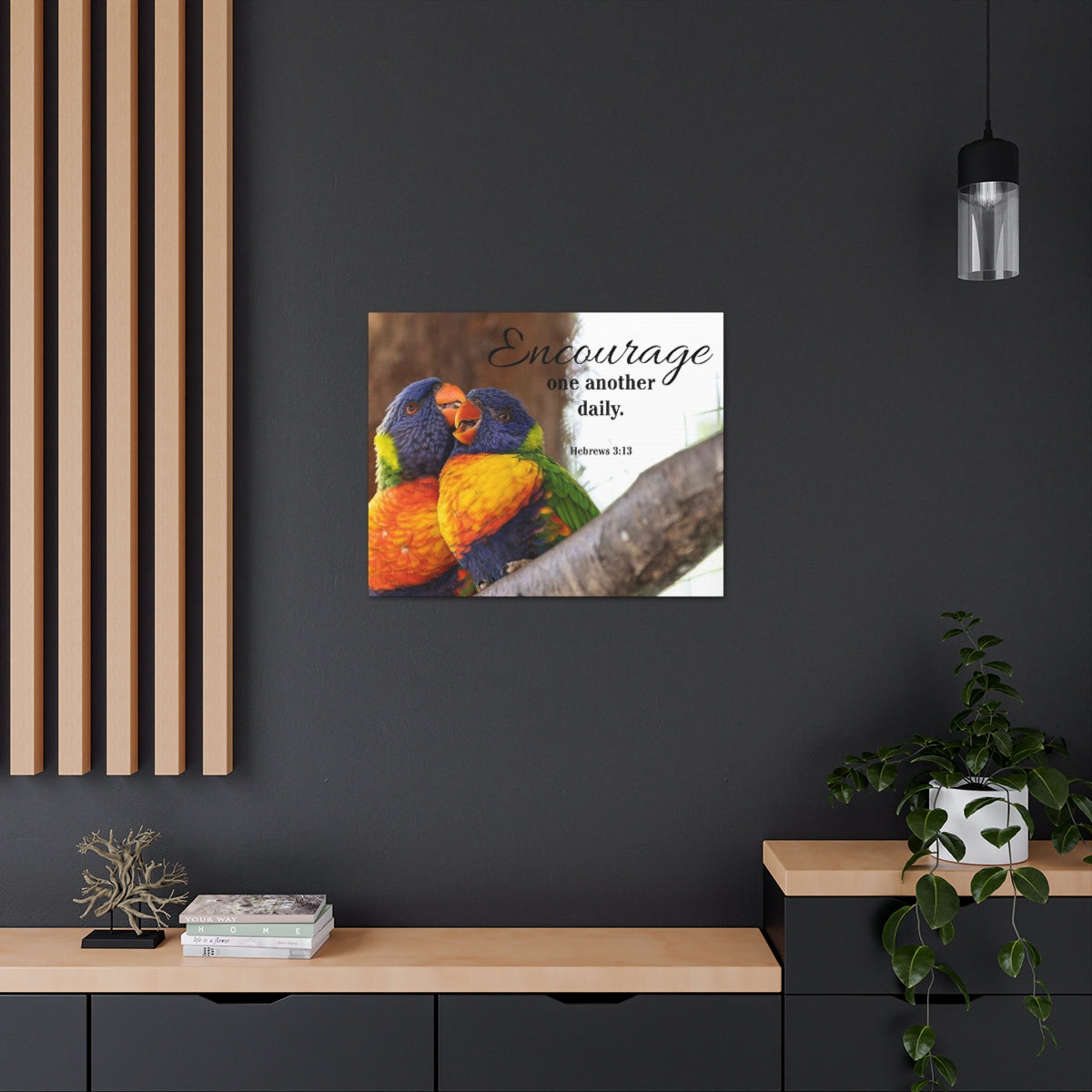 Scriptura Walls Encourage One Another Daily Hebrews 3:13 Parrots Christian Wall Art Bible Verse Print Ready to Hang Unframed-Express Your Love Gifts