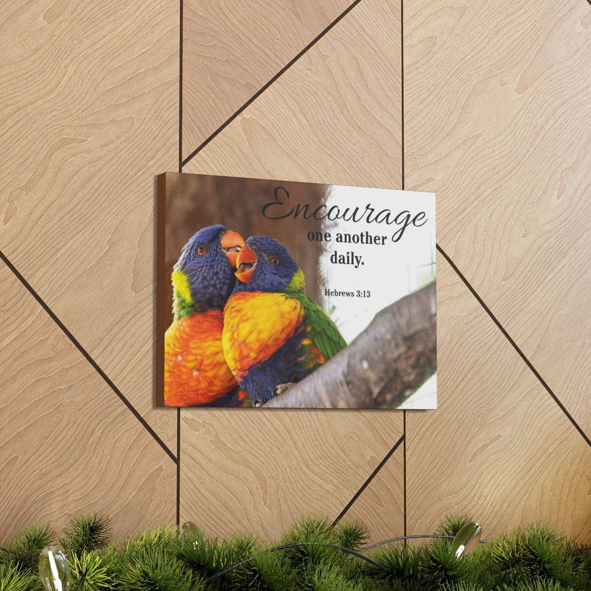 Scriptura Walls Encourage One Another Daily Hebrews 3:13 Parrots Christian Wall Art Bible Verse Print Ready to Hang Unframed-Express Your Love Gifts