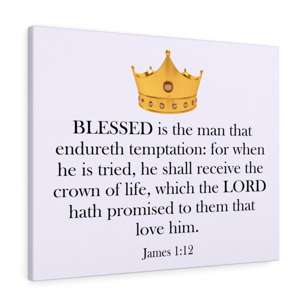 Scripture Canva Crown of Life James 1:12 Scripture Bible Verse Canvas Christian Wall Art Ready to Hang Unframed-Express Your Love Gifts