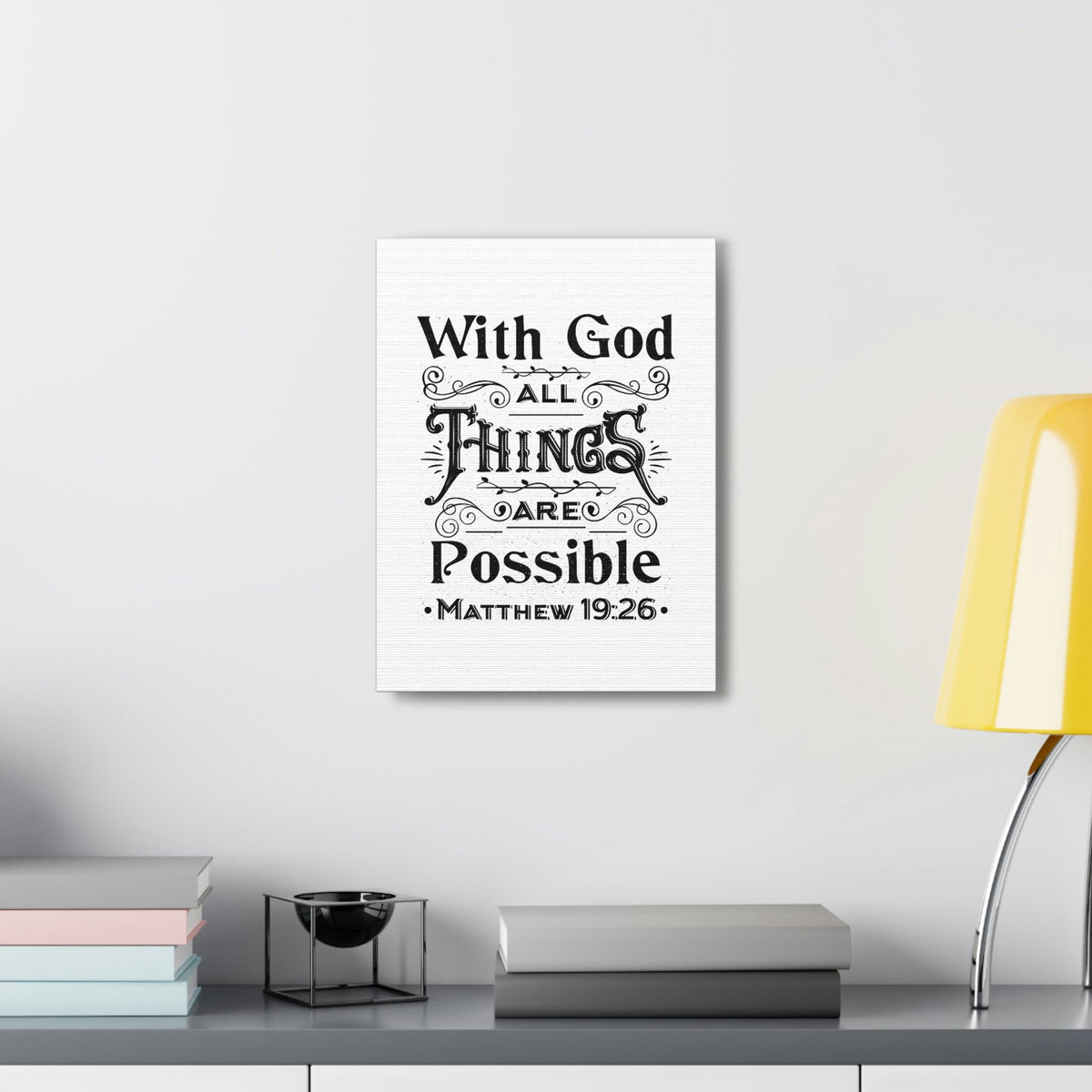 Scripture Canva Things Are Possible Matthew 19:26 Christian Wall Art Bible Verse Print Ready To Hang Unframed-Express Your Love Gifts