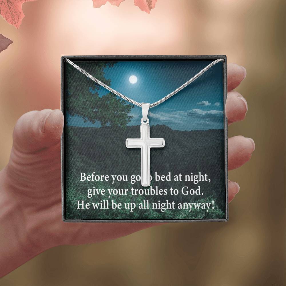 Scripture Card God Has Your Problems Cross Card Necklace w Stainless Steel Pendant Religious Gift-Express Your Love Gifts