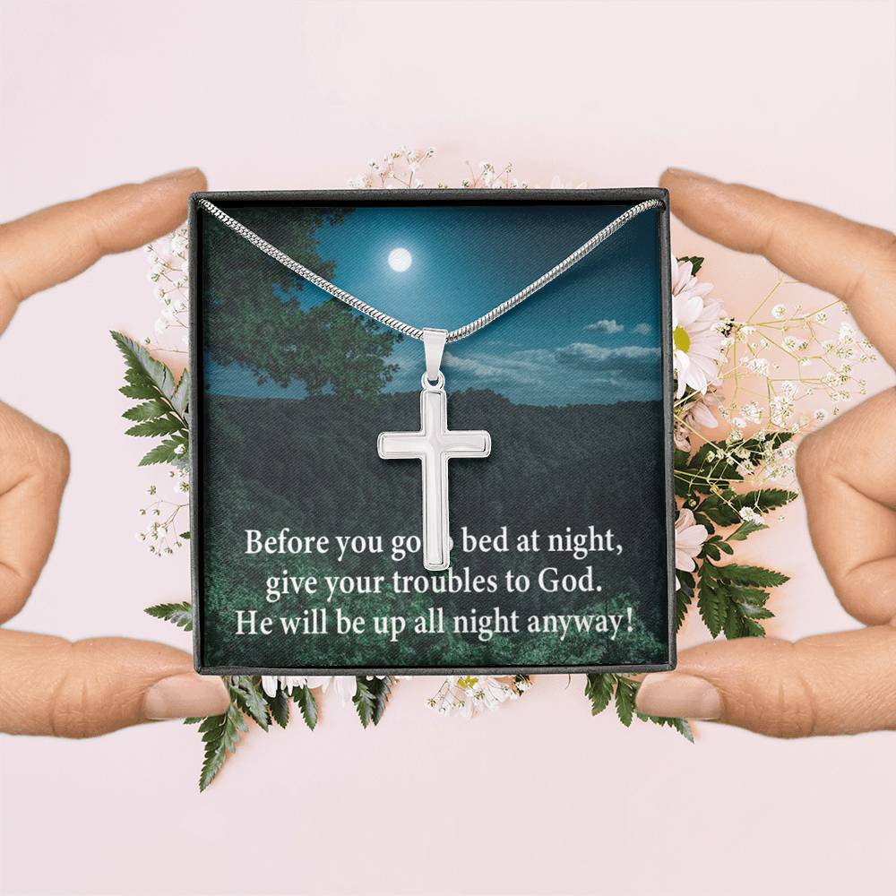 Scripture Card God Has Your Problems Cross Card Necklace w Stainless Steel Pendant Religious Gift-Express Your Love Gifts