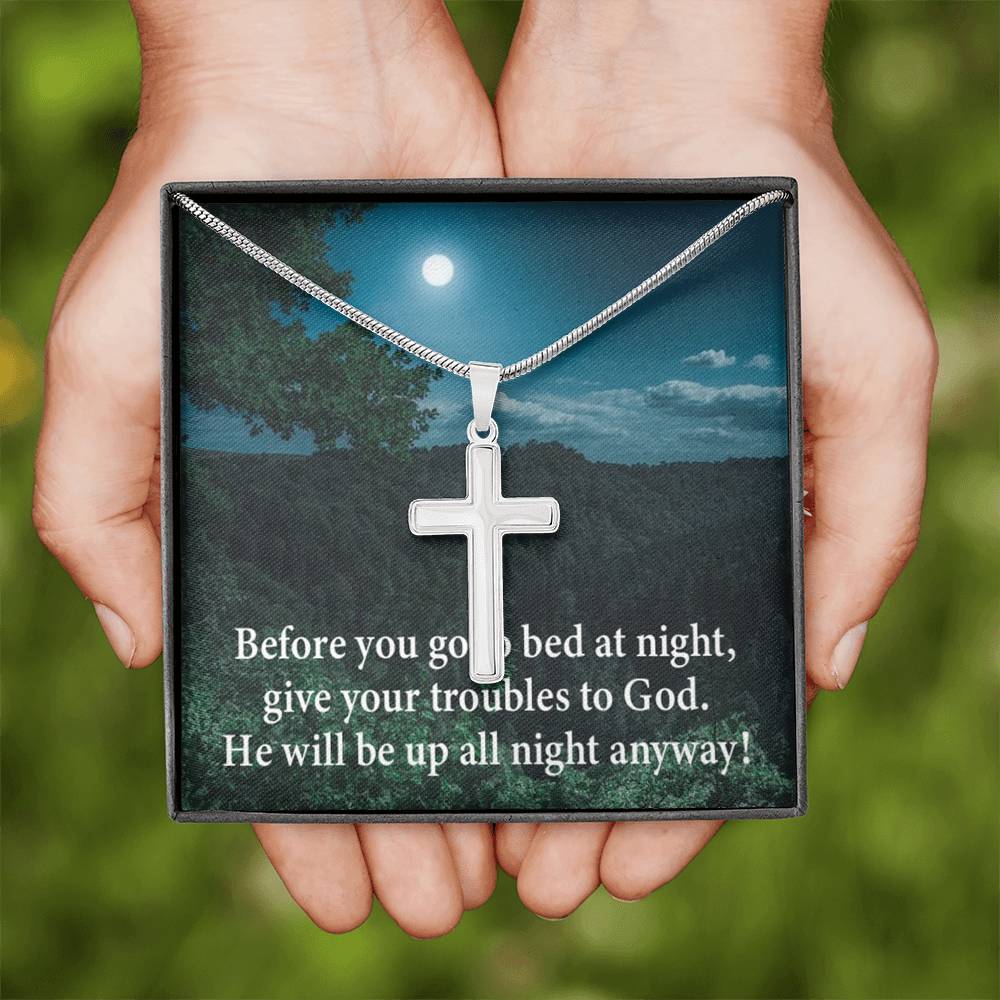 Scripture Card God Has Your Problems Cross Card Necklace w Stainless Steel Pendant Religious Gift-Express Your Love Gifts