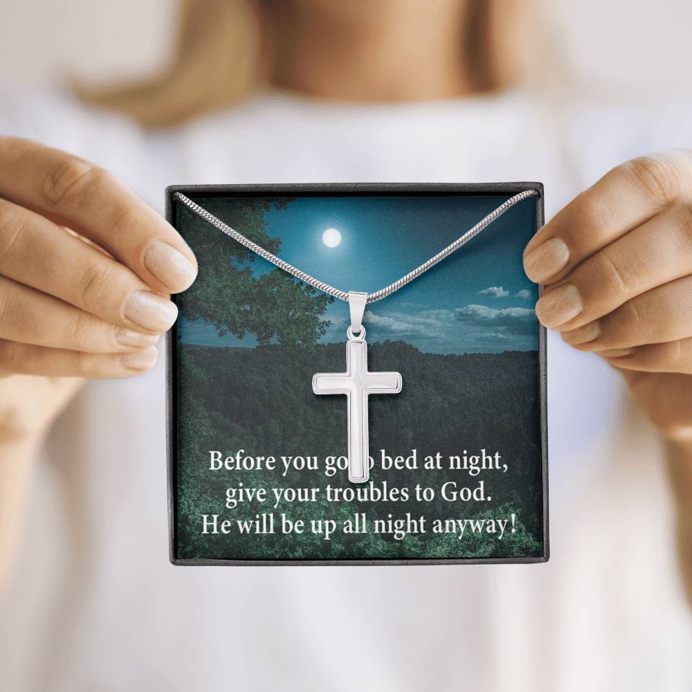 Scripture Card God Has Your Problems Cross Card Necklace w Stainless Steel Pendant Religious Gift-Express Your Love Gifts