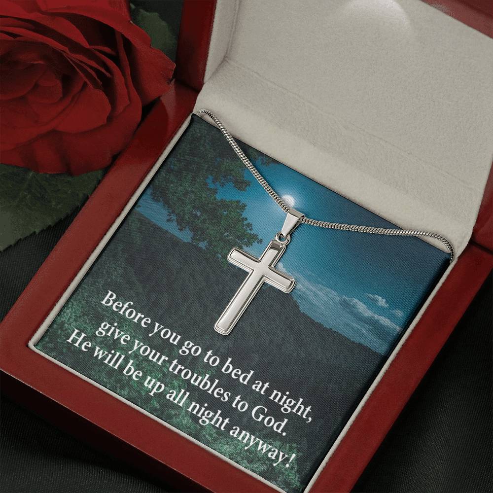Scripture Card God Has Your Problems Cross Card Necklace w Stainless Steel Pendant Religious Gift-Express Your Love Gifts