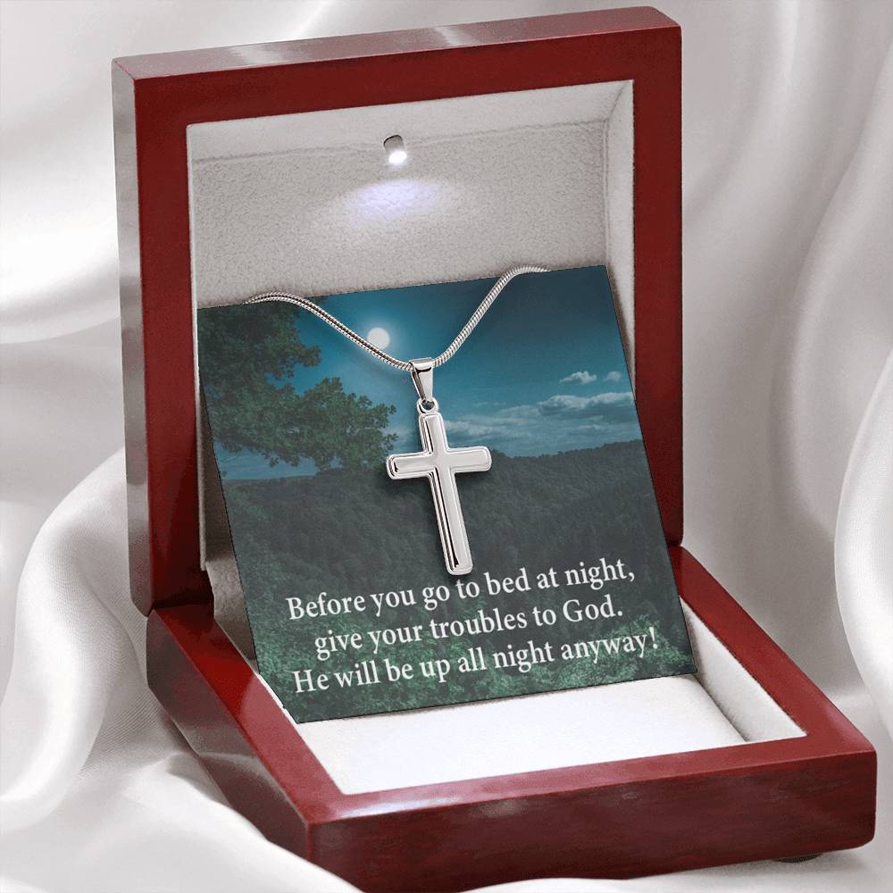 Scripture Card God Has Your Problems Cross Card Necklace w Stainless Steel Pendant Religious Gift-Express Your Love Gifts