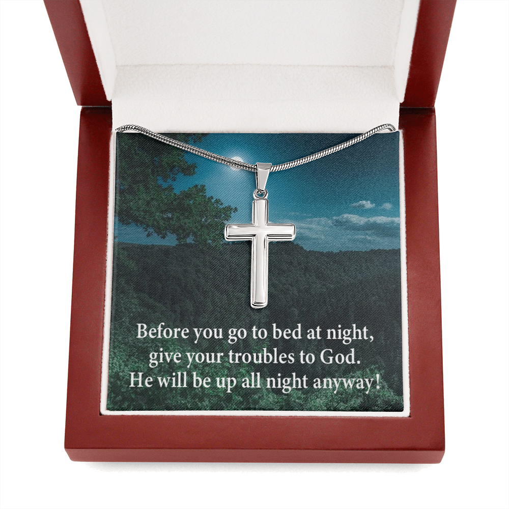 Scripture Card God Has Your Problems Cross Card Necklace w Stainless Steel Pendant Religious Gift-Express Your Love Gifts