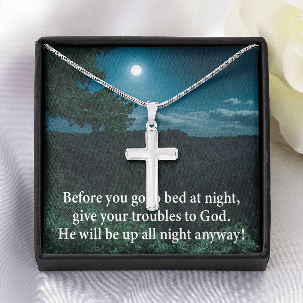 Scripture Card God Has Your Problems Cross Card Necklace w Stainless Steel Pendant Religious Gift-Express Your Love Gifts