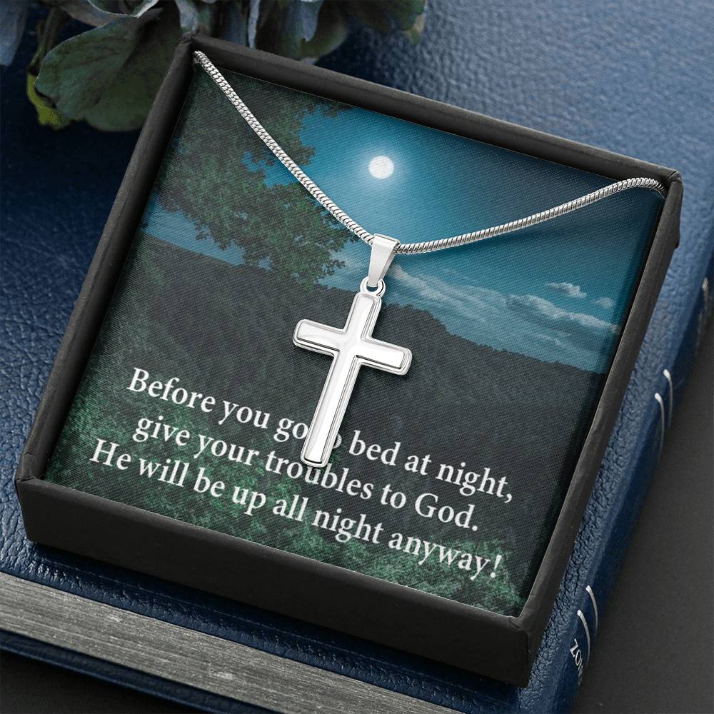 Scripture Card God Has Your Problems Cross Card Necklace w Stainless Steel Pendant Religious Gift-Express Your Love Gifts