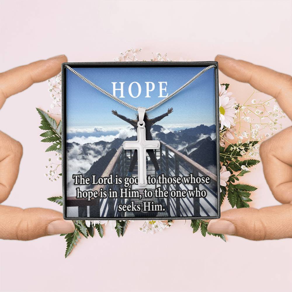 Scripture Card Hope Cross Card Necklace w Stainless Steel Pendant Religious Gift-Express Your Love Gifts