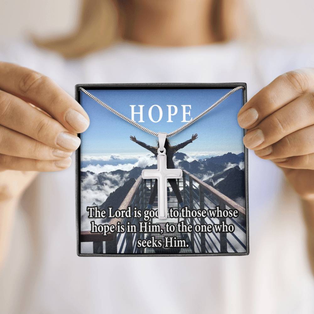 Scripture Card Hope Cross Card Necklace w Stainless Steel Pendant Religious Gift-Express Your Love Gifts
