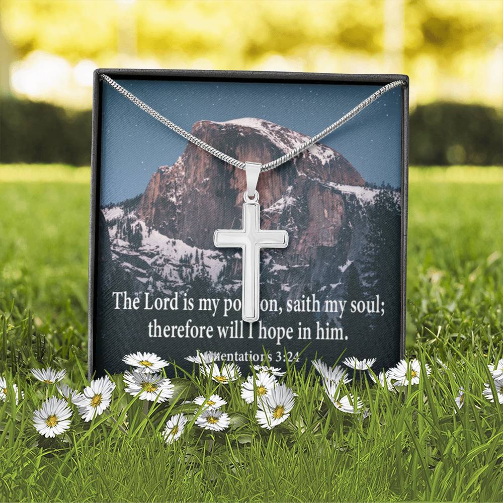 Scripture Card Lamentations 32:4 Cross Card Necklace w Stainless Steel Pendant Religious Gift-Express Your Love Gifts