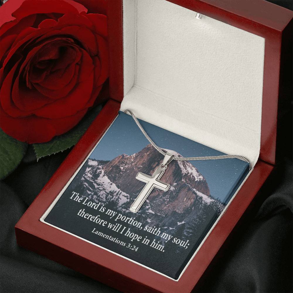 Scripture Card Lamentations 32:4 Cross Card Necklace w Stainless Steel Pendant Religious Gift-Express Your Love Gifts