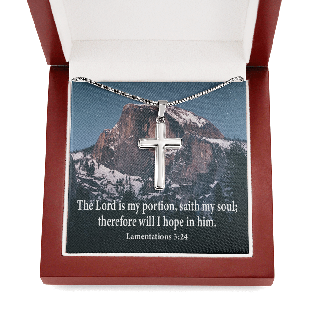 Scripture Card Lamentations 32:4 Cross Card Necklace w Stainless Steel Pendant Religious Gift-Express Your Love Gifts