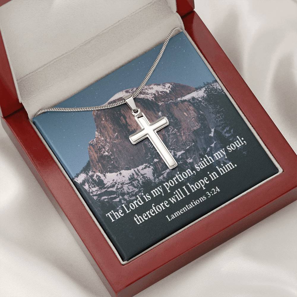 Scripture Card Lamentations 32:4 Cross Card Necklace w Stainless Steel Pendant Religious Gift-Express Your Love Gifts
